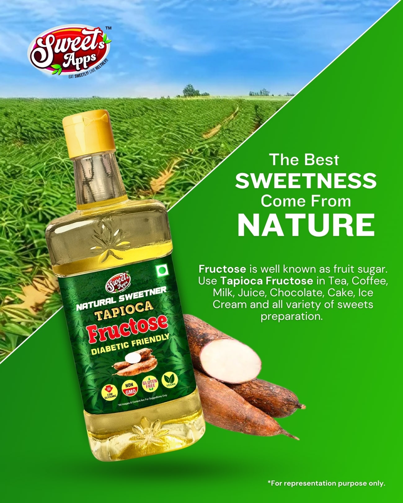 Tapioca Fructose Syrup – Natural Sweetener – 2kg | Sugar-Free | Gluten-Free | Diabetic Friendly