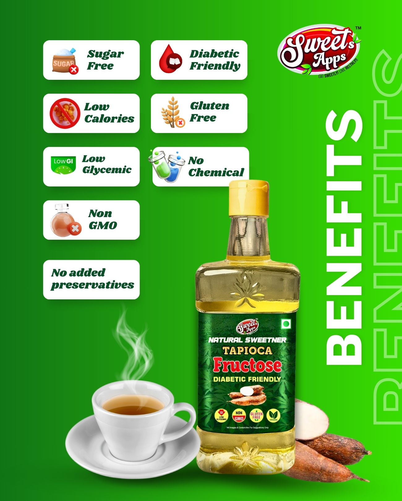 Tapioca Fructose Syrup – Natural Sweetener – 3kg | Sugar-Free | Gluten-Free | Diabetic Friendly